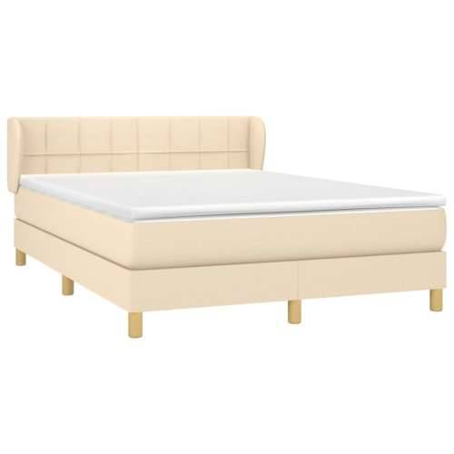 Krevet s oprugama i madracem krem 140 x 190 cm od tkanine - Krema 140 x 190 cm Blok s kvadratima Cijena