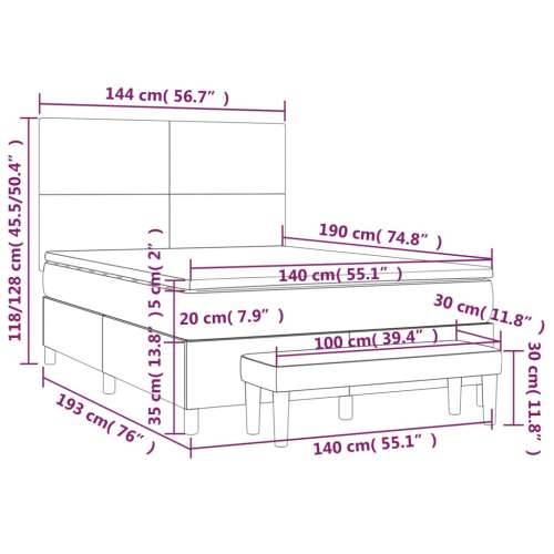 Krevet s oprugama i madracem smeđesivi 140 x 190 cm od tkanine - Sivo-smeđa 140 x 190 cm Gladak dizajn Cijena