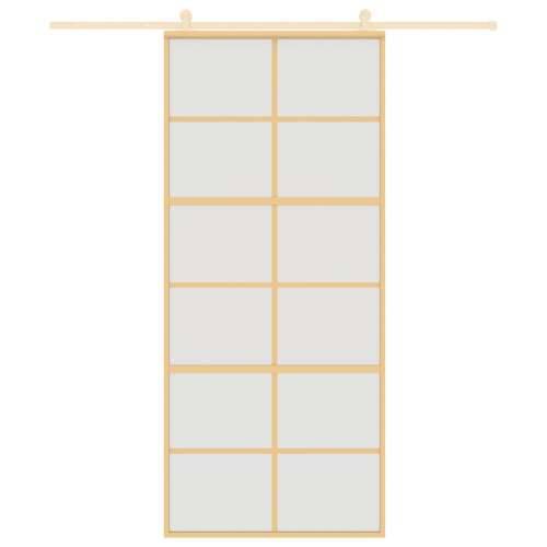 Klizna vrata zlatna 90 x 205 cm matirano staklo ESG i aluminij - Zlatna i mat 90 x 205 cm 1 Rešetke 6 x 2 Cijena