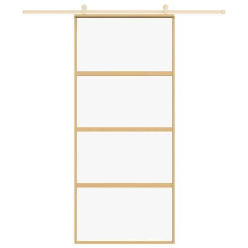 Klizna vrata zlatna 90 x 205 cm prozirno staklo ESG i aluminij - Zlatno 90 x 205 cm 1 *Transparent*an Cijena