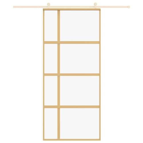 Klizna vrata zlatna 90 x 205 cm prozirno staklo ESG i aluminij - Zlatno 90 x 205 cm 1 *Transparent*an Cijena