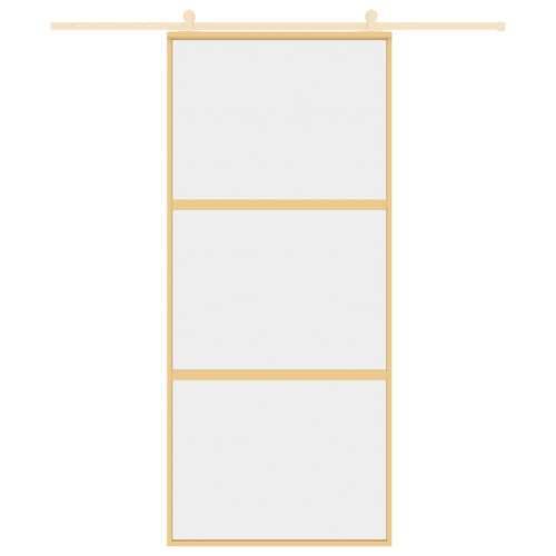 Klizna vrata zlatna 90 x 205 cm prozirno staklo ESG i aluminij - Zlatno 90 x 205 cm 1 2 vodoravne šipke Cijena