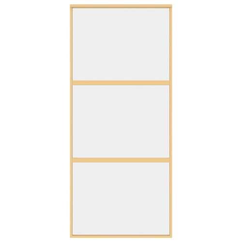 Klizna vrata zlatna 90 x 205 cm prozirno staklo ESG i aluminij - Zlatno 90 x 205 cm 1 2 vodoravne šipke Cijena