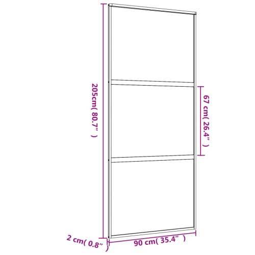 Klizna vrata zlatna 90 x 205 cm prozirno staklo ESG i aluminij - Zlatno 90 x 205 cm 1 2 vodoravne šipke Cijena