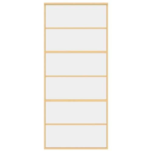 Klizna vrata zlatna 90 x 205 cm prozirno staklo ESG i aluminij - Zlatno 90 x 205 cm 1 5 vodoravnih šipki Cijena