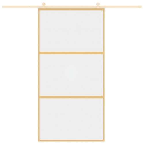 Klizna vrata zlatna 102,5x205 cm prozirno staklo ESG i aluminij - Zlatno 102.5 x 205 cm 1 2 vodoravne šipke Cijena