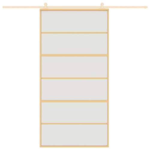 Klizna vrata zlatna 102,5x205 cm matirano staklo ESG i aluminij - Zlatna i mat 102.5 x 205 cm 1 5 vodoravnih šipki Cijena