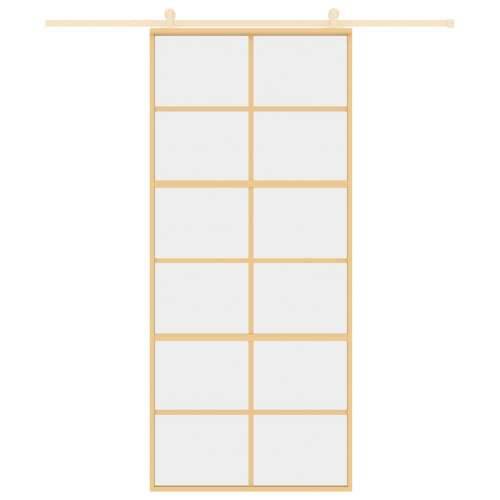 Klizna vrata zlatna 90 x 205 cm prozirno staklo ESG i aluminij - Zlatno 90 x 205 cm 1 Rešetke 6 x 2 Cijena