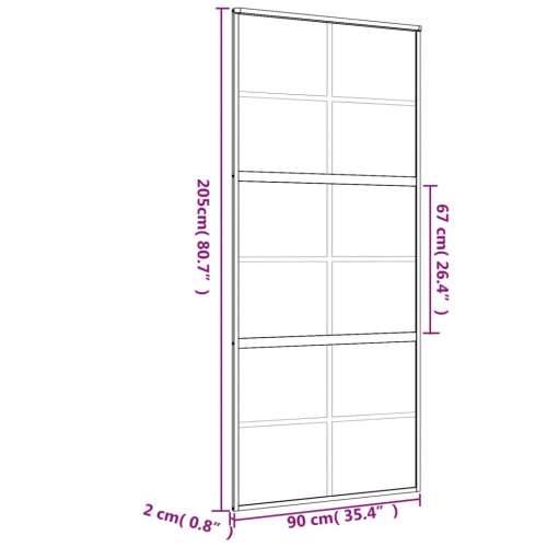 Klizna vrata zlatna 90 x 205 cm prozirno staklo ESG i aluminij - Zlatno 90 x 205 cm 1 Rešetke 6 x 2 Cijena