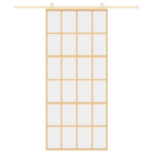 Klizna vrata zlatna 90 x 205 cm prozirno staklo ESG i aluminij - Zlatno 90 x 205 cm 1 Rešetke 6 x 4 Cijena