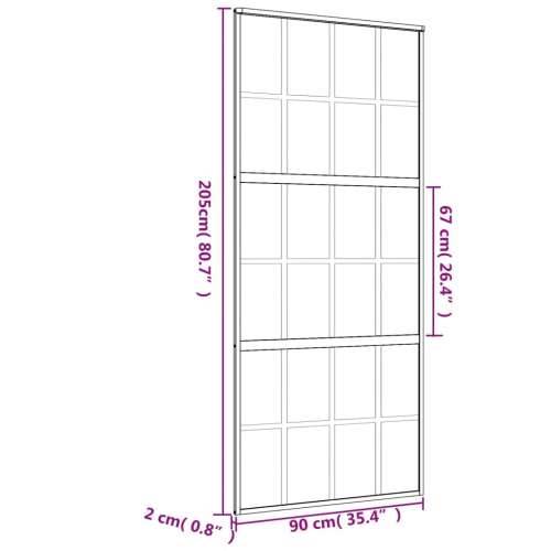Klizna vrata zlatna 90 x 205 cm prozirno staklo ESG i aluminij - Zlatno 90 x 205 cm 1 Rešetke 6 x 4 Cijena