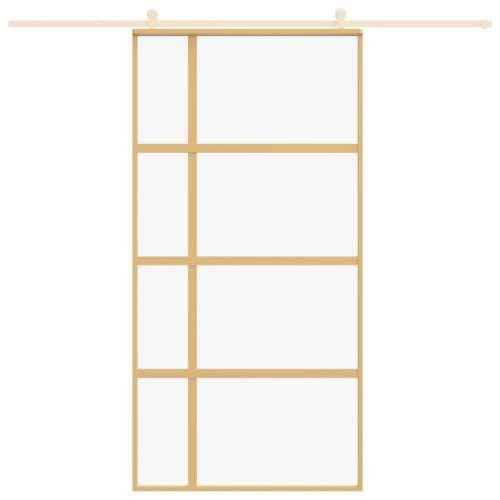Klizna vrata zlatna 102,5x205 cm prozirno staklo ESG i aluminij - Zlatno 102.5 x 205 cm 1 *Transparent*an Cijena