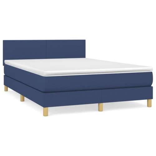 Krevet s oprugama i madracem plavi 140 x 190 cm od tkanine - Plava 140 x 190 cm Gladak dizajn Cijena