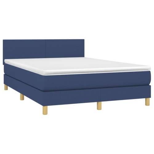 Krevet s oprugama i madracem plavi 140 x 190 cm od tkanine - Plava 140 x 190 cm Gladak dizajn Cijena
