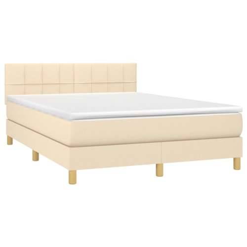 Krevet s oprugama i madracem krem 140 x 190 cm od tkanine - Krema 140 x 190 cm Blok s kvadratima Cijena