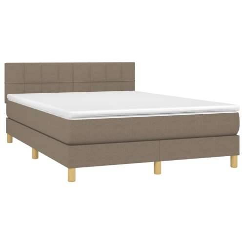 Krevet s oprugama i madracem smeđesivi 140 x 190 cm od tkanine - Sivo-smeđa 140 x 190 cm Blok s kvadratima Cijena