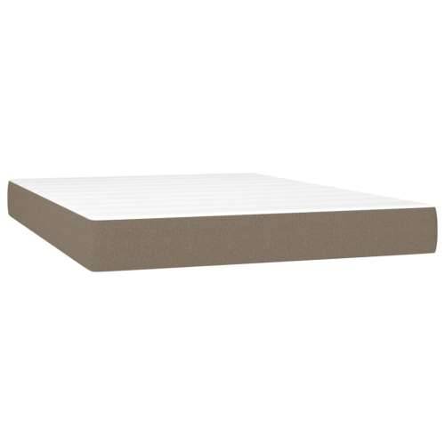 Krevet s oprugama i madracem smeđesivi 140 x 190 cm od tkanine - Sivo-smeđa 140 x 190 cm Blok s kvadratima Cijena