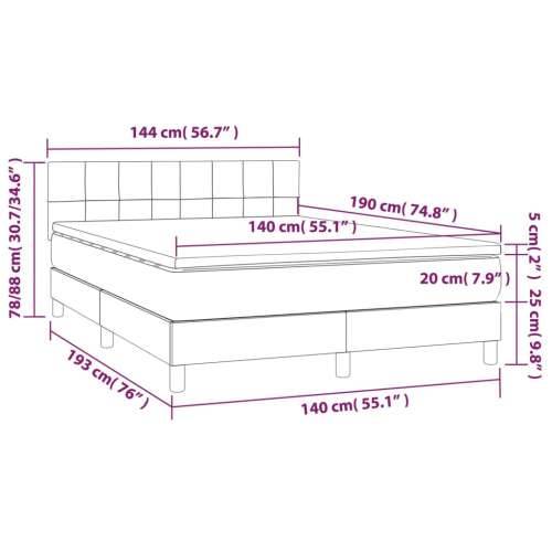 Krevet s oprugama i madracem smeđesivi 140 x 190 cm od tkanine - Sivo-smeđa 140 x 190 cm Blok s kvadratima Cijena