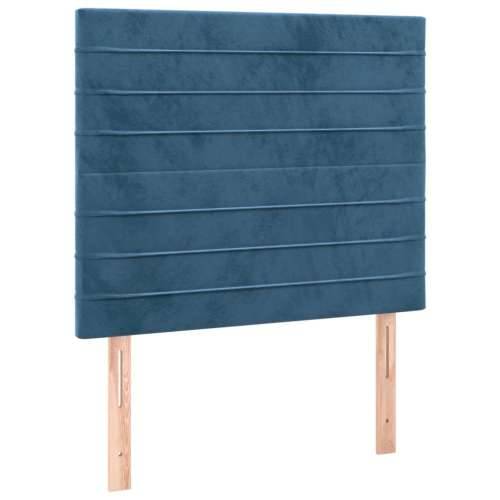 Box spring krevet s madracem tamnoplavi 90x190 cm baršunasti - Tamno plava 90 x 190 cm vodoravne pruge Cijena