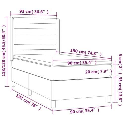 Box spring krevet s madracem tamnoplavi 90x190 cm baršunasti - Tamno plava 90 x 190 cm vodoravne pruge Cijena