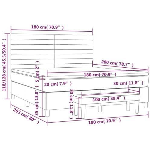 Krevet s oprugama i madracem crni 180x200 cm od tkanine - Crna 180 x 200 cm vodoravne pruge Cijena