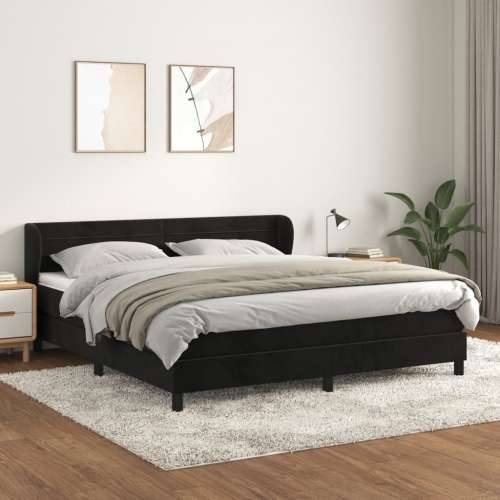 Krevet s oprugama i madracem crni 180x200 cm baršunasti - Crna 180 x 200 cm vodoravne pruge Cijena