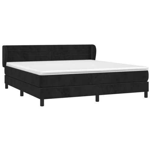 Krevet s oprugama i madracem crni 180x200 cm baršunasti - Crna 180 x 200 cm vodoravne pruge Cijena