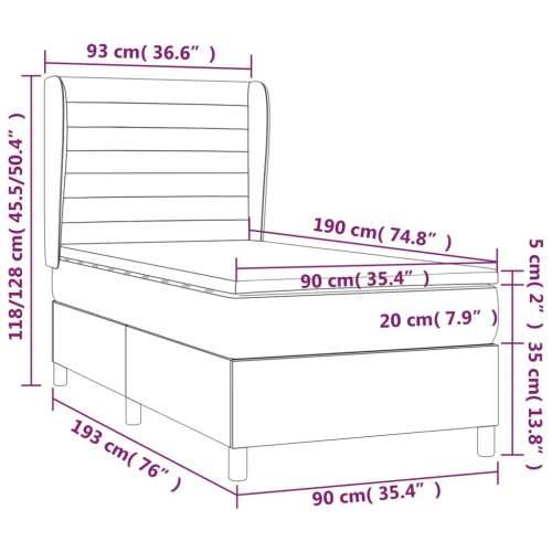 Box spring krevet s madracem tamnoplavi 90x190 cm baršunasti - Tamno plava 90 x 190 cm vodoravne pruge Cijena