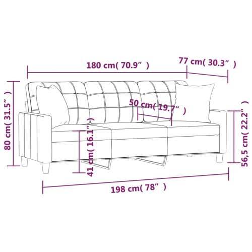 Trosjed s ukrasnim jastucima krem 180 cm od umjetne kože - Krema 180 cm Cijena