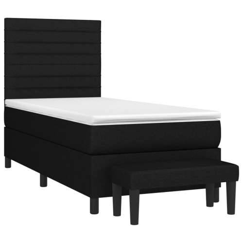 Box spring krevet s madracem crni 90x190 cm od tkanine - Crna 90 x 190 cm vodoravne pruge Cijena
