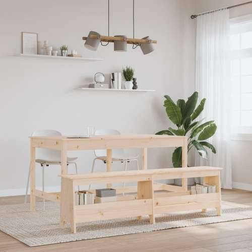 Klupa za predsoblje 160 x 28 x 45 cm od masivne borovine - Prirodna 160 x 28 x 45 cm Cijena