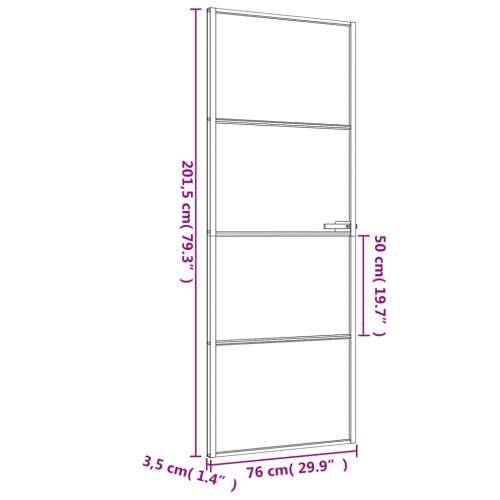 Sobna vrata tanka crna 76 x 201,5 cm kaljeno staklo i aluminij - Crna, prozirna i mat 76 x 201.5 cm 1 3 vodoravne šipke Cijena