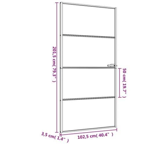 Sobna vrata tanka crna 102,5x201,5 cm kaljeno staklo i aluminij Cijena
