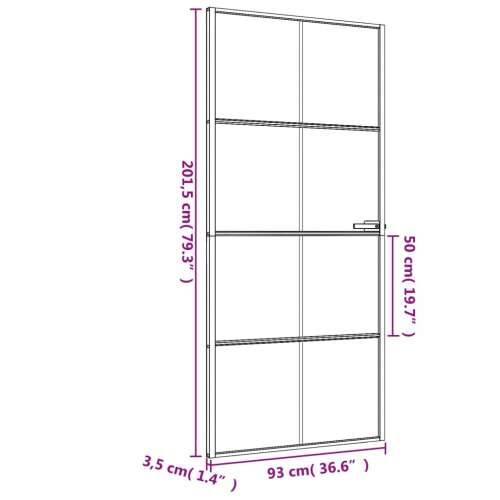 Sobna vrata tanka crna 93x201,5 cm kaljeno staklo i aluminij Cijena