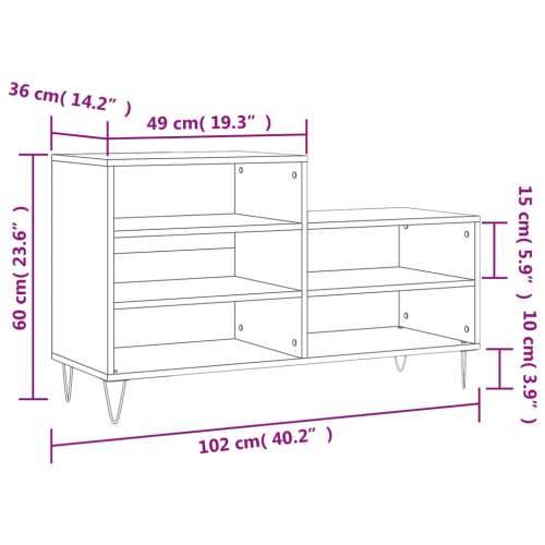 Ormarić za cipele boja hrasta 102x36x60 cm konstruirano drvo - Sivi hrast sonoma 1 Cijena