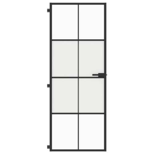 Sobna vrata tanka crna 76 x 201,5 cm kaljeno staklo i aluminij - Crna, prozirna i mat 76 x 201.5 cm 1 Mreže 4 x 2 Cijena