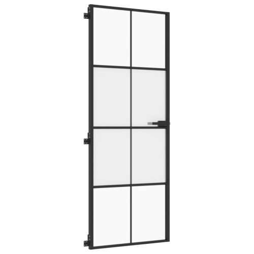 Sobna vrata tanka crna 76 x 201,5 cm kaljeno staklo i aluminij - Crna, prozirna i mat 76 x 201.5 cm 1 Mreže 4 x 2 Cijena