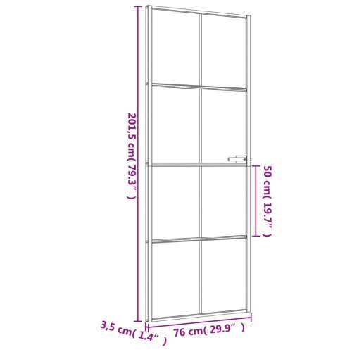Sobna vrata tanka crna 76 x 201,5 cm kaljeno staklo i aluminij - Crna, prozirna i mat 76 x 201.5 cm 1 Mreže 4 x 2 Cijena