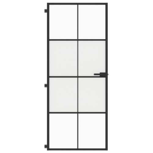 Sobna vrata tanka crna 83 x 201,5 cm kaljeno staklo i aluminij - Crna, prozirna i mat 83 x 201.5 cm 1 Mreže 4 x 2 Cijena