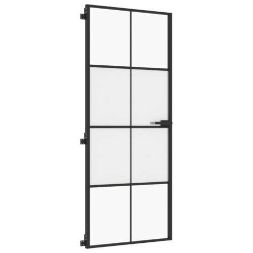 Sobna vrata tanka crna 83 x 201,5 cm kaljeno staklo i aluminij - Crna, prozirna i mat 83 x 201.5 cm 1 Mreže 4 x 2 Cijena