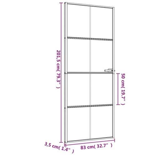 Sobna vrata tanka crna 83 x 201,5 cm kaljeno staklo i aluminij - Crna, prozirna i mat 83 x 201.5 cm 1 Mreže 4 x 2 Cijena