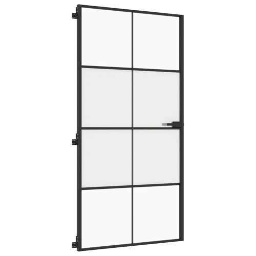 Sobna vrata tanka crna 102,5x201,5 cm kaljeno staklo i aluminij - Crna, prozirna i mat 102.5 x 201.5 cm 1 Mreže 4 x 2 Cijena