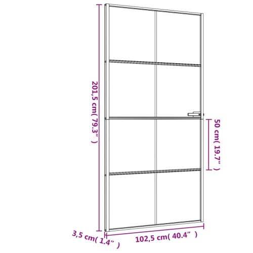 Sobna vrata tanka crna 102,5x201,5 cm kaljeno staklo i aluminij - Crna, prozirna i mat 102.5 x 201.5 cm 1 Mreže 4 x 2 Cijena