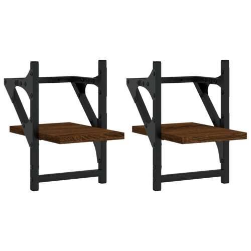 Zidne police s prečkama 2 kom smeđa boja hrasta 20x25x30 cm - Smeđi hrast 20 x 25 x 30 cm 2 1 Cijena