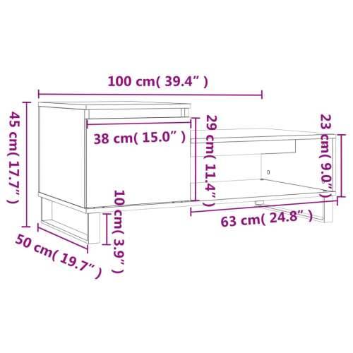Stolić za kavu boja hrasta 100x50x45 cm konstruirano drvo - Dimljeni hrast 1 Cijena