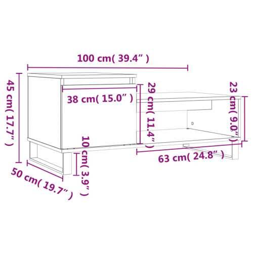 Stolić za kavu boja hrasta 100 x 50 x 45 cm konstruirano drvo - Smeđi hrast 1 Cijena