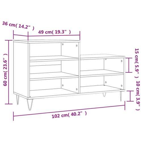 Ormarić za cipele boja hrasta 102x36x60 cm konstruirano drvo - Smeđi hrast 1 Cijena