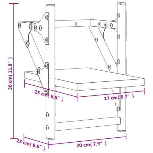 Zidne police s prečkama 2 kom crne 20 x 25 x 30 cm - Crna 20 x 25 x 30 cm 2 1 Cijena