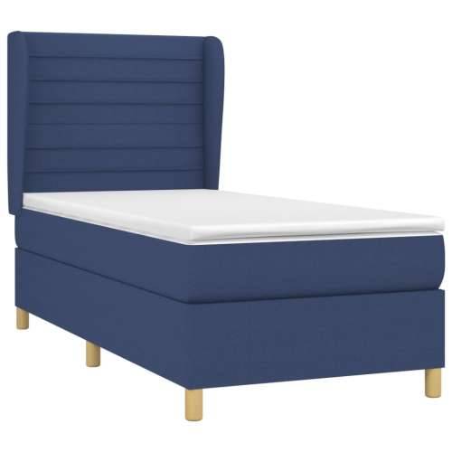 Krevet s oprugama i madracem plavi 90 x 190 cm od tkanine - Plava 90 x 190 cm vodoravne pruge Cijena