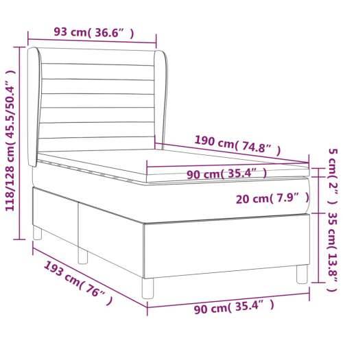 Krevet s oprugama i madracem plavi 90 x 190 cm od tkanine - Plava 90 x 190 cm vodoravne pruge Cijena